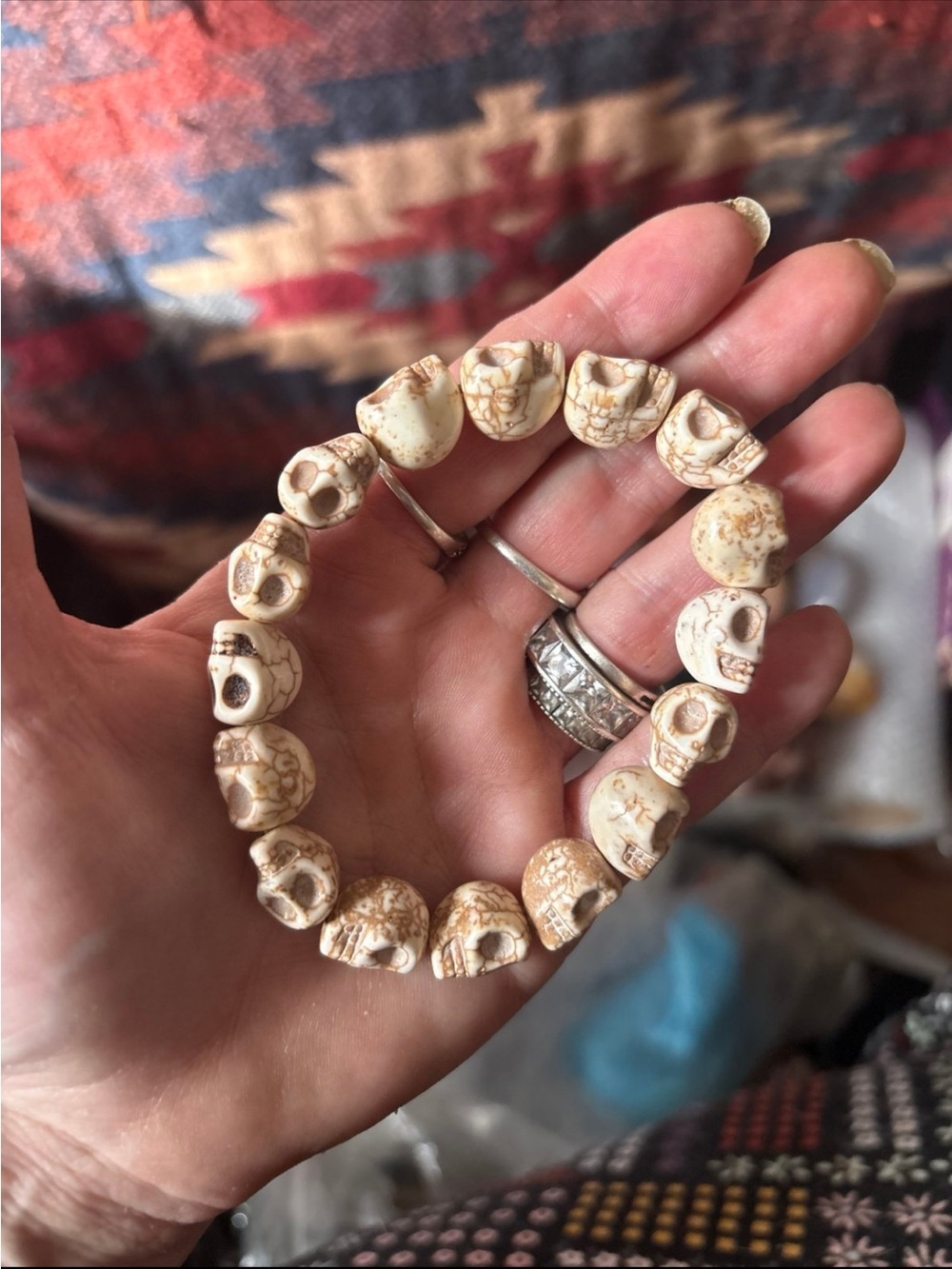 White turquoise skulls bracelet